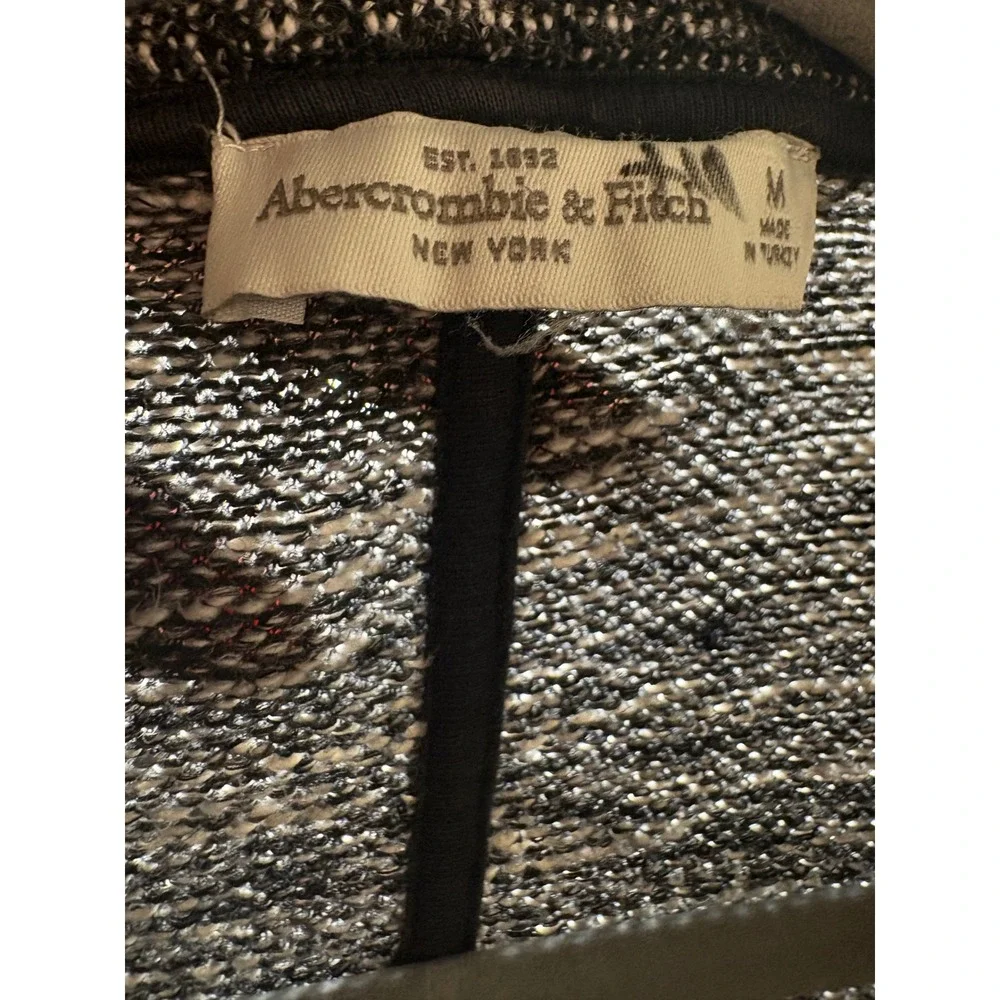 Abercrombie & Fitch Womens Black White Marled Knit Longline Cardigan Coat Size M - Picture 6 of 6